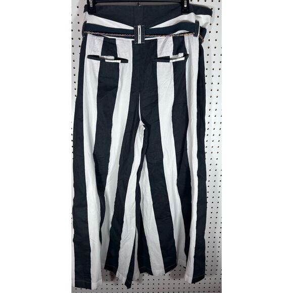 Free People extra wide split hem striped pants size L - Picture 3 of 15